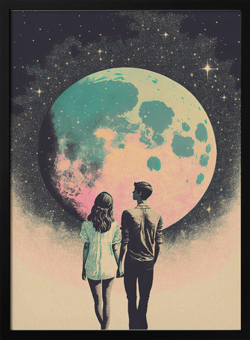 Lunar Lovers' Journey | Poster - Black Metal Frame Interior