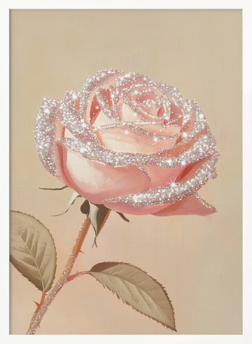 Dreamy Glitter Rose | Poster - White Frame Interior