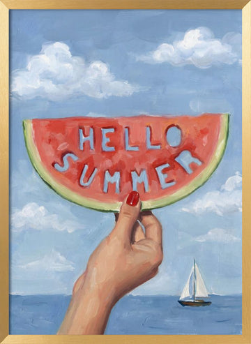 Hello Summer Watermelon | Poster - Gold Frame Interior