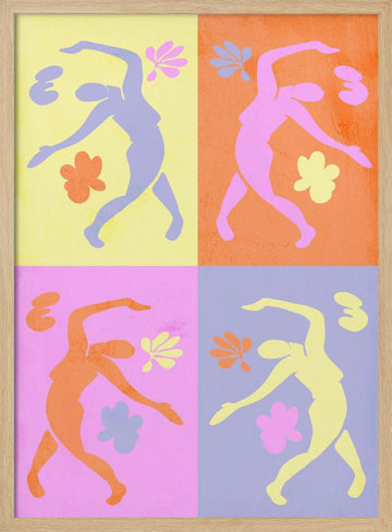 Vibrant Dancing Figures | Poster - Wood Frame Interior