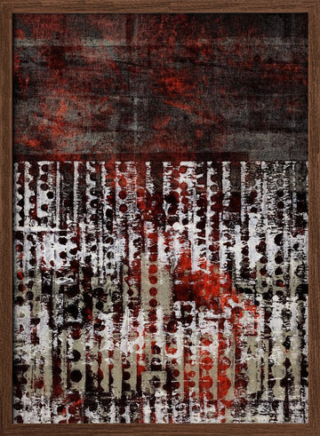Red Grunge Abstract | Poster - Walnut Frame Interior