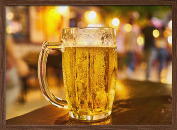 Golden Lager Night | Poster - Walnut Frame Interior