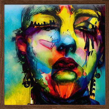 Vibrant Abstract Portrait | Poster - Walnut Frame Interior