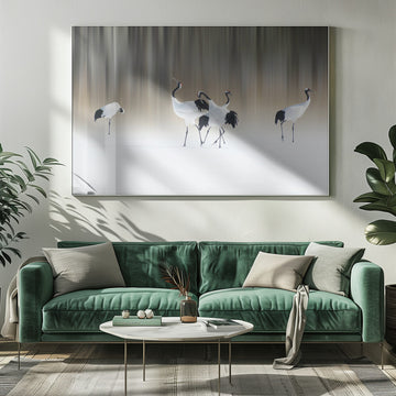 Graceful Cranes in Snow | Poster - Room Interior 1