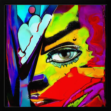 Vibrant Abstract Face | Poster - Black Metal Frame Interior