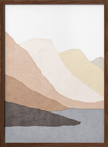 Desert Mountain Layers | Poster - Walnut Frame Interior