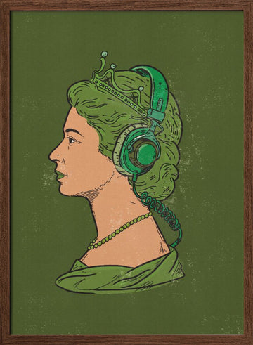 Green Queen Beats | Poster - Walnut Frame Interior
