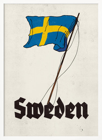 Vintage Sweden Flag | Poster - White Frame Interior