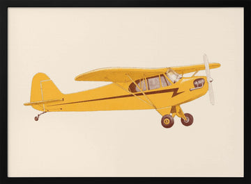Yellow Vintage Airplane | Poster - Black Metal Frame Interior