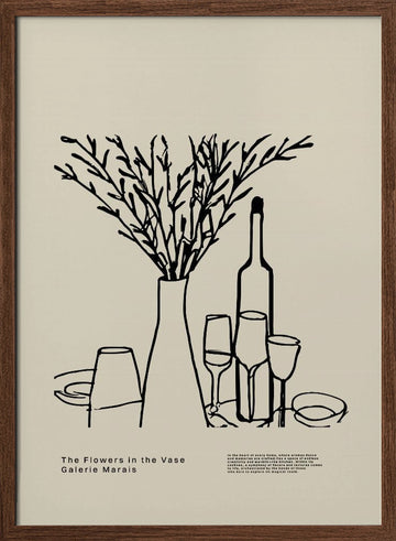 Vase and Glasses | Poster - Walnut Frame Interior