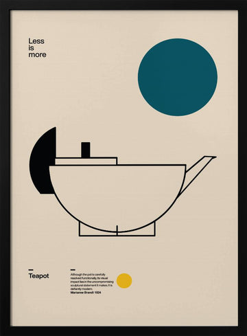 Sleek Bauhaus Teapot | Poster - Black Metal Frame Interior