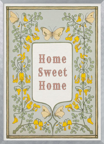 Home Sweet Home Butterflies | Poster - Silver Frame Interior