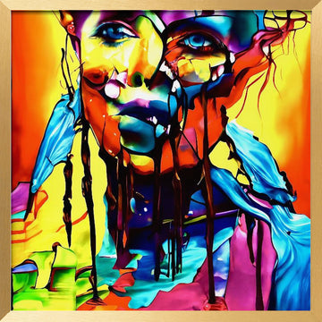 Colorful Drip Portrait | Poster - Gold Frame Interior