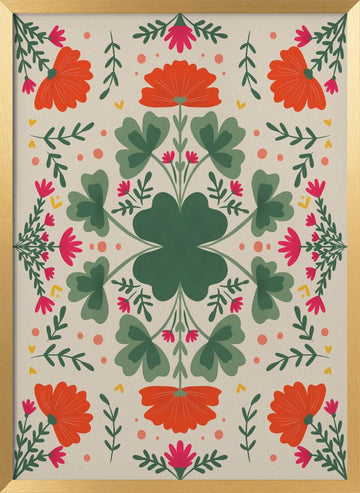 Vibrant Folk Floral | Poster - Gold Frame Interior