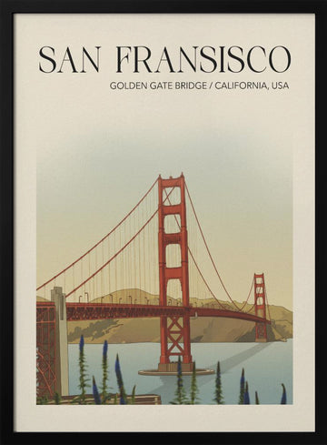 Golden Gate Bridge California | Poster - Black Metal Frame Interior