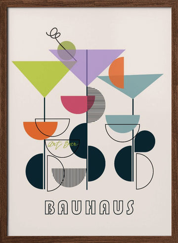 Bauhaus Cocktail Art | Poster - Walnut Frame Interior