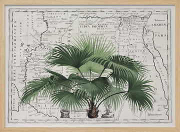 Vintage Palm on Africa Map | Poster - Wood Frame Interior