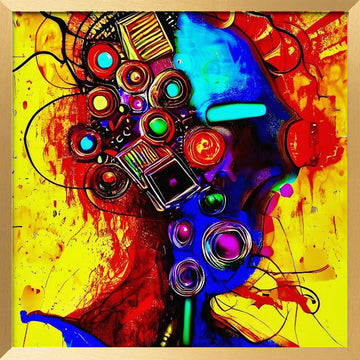 Vibrant Abstract Head | Poster - Gold Frame Interior