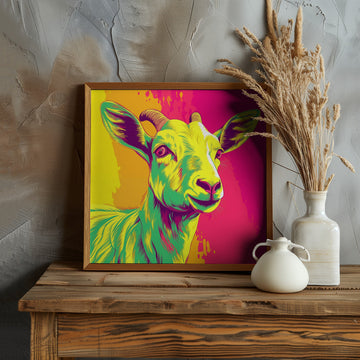 Colorful Smiling Goat | Poster - Room Interior 1