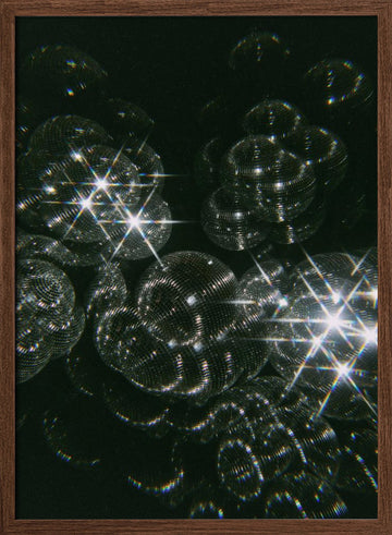 Sparkling Disco Balls | Poster - Walnut Frame Interior