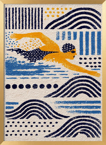 Stylized Swimmer Patterns | Poster - Gold Frame Interior