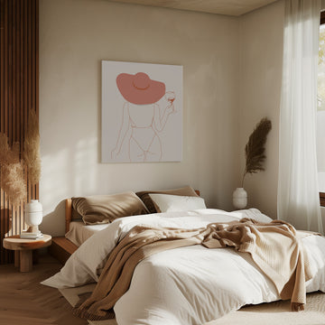 Chic Hat And Wine | Canvas - Room Interior 2