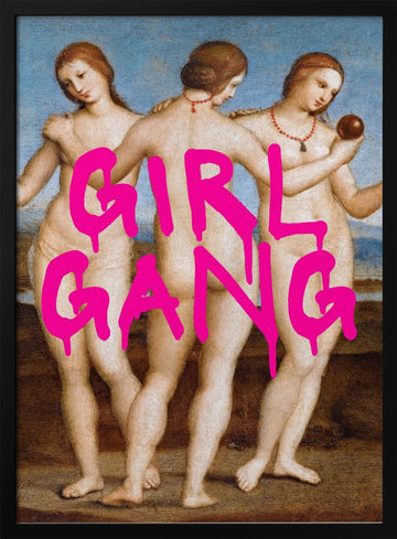 Girl Gang Graffiti | Poster - Black Metal Frame Interior