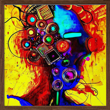 Vibrant Abstract Head | Poster - Walnut Frame Interior