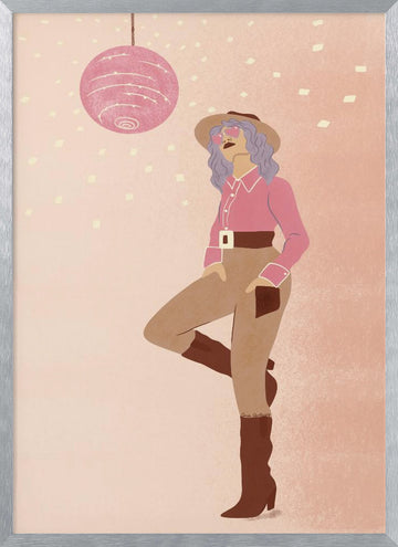 Disco Cowgirl 2 | Poster - Silver Frame Interior