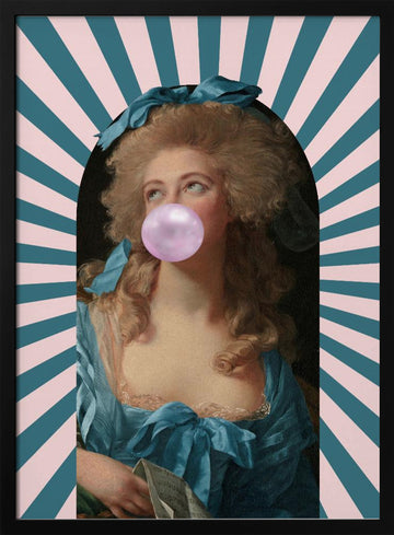 Rococo Bubblegum Portrait | Poster - Black Metal Frame Interior