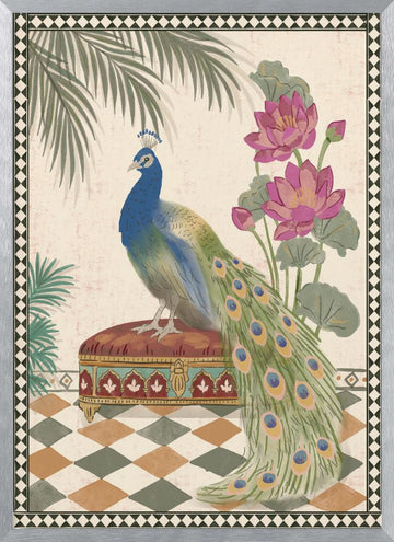 Royal Peacock Garden | Poster - Silver Frame Interior