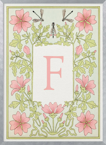 Elegant Floral F | Poster - Silver Frame Interior