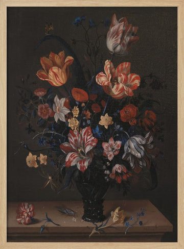 Tulips and Other Flowers In a Room | Poster - Wood Frame Interior