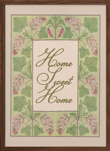 Floral Home Sweet Home | Poster - Walnut Frame Interior