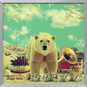 Festive Polar Bear Scene | Poster - Silver Frame Interior