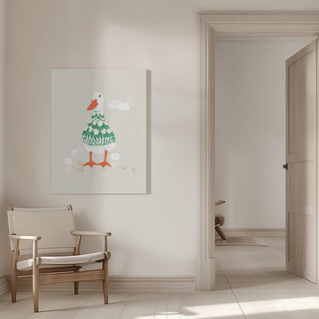 Whimsical Green Duck | Canvas - Room Interior 1