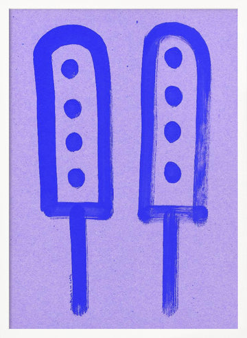 Retro Blue Ice Pops | Poster - White Frame Interior