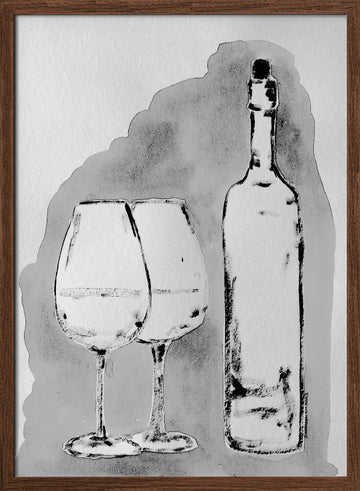 Elegant Wine Still Life | Poster - Walnut Frame Interior