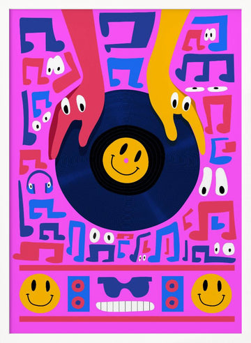 Pink Music Dance Party | Poster - White Frame Interior