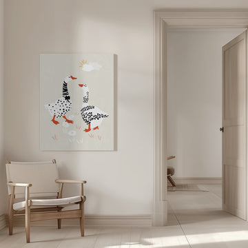 Charming Geese Stroll | Canvas - Room Interior 1