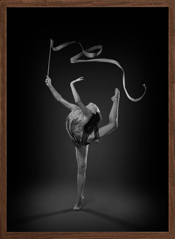 Elegant Ribbon Gymnast | Poster - Walnut Frame Interior