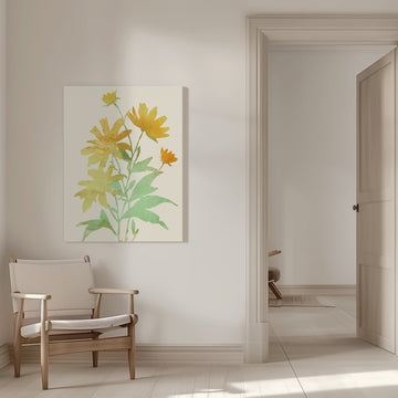Yellow Botanical Bloom | Canvas - Room Interior 1