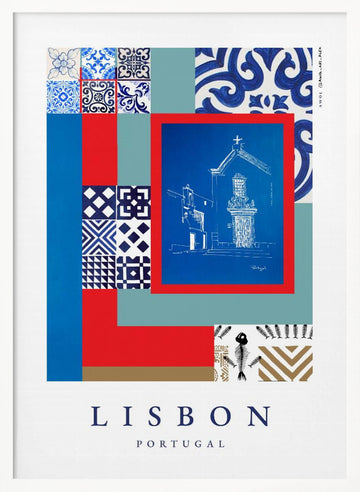 Lisbon Cultural Collage | Poster - White Frame Interior