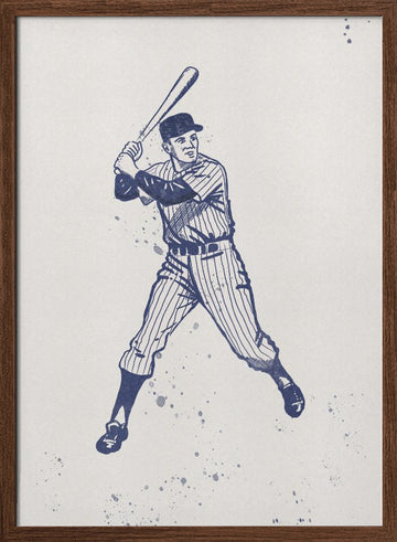 Classic Baseball Batter | Poster - Walnut Frame Interior