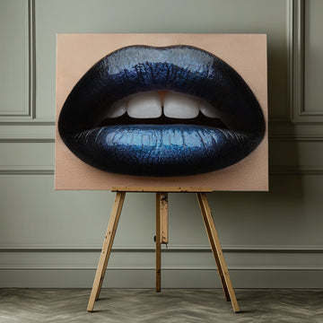 Vibrant Blue Lips | Canvas - Room Interior 1
