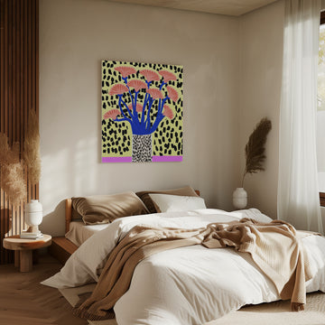 Vibrant Abstract Flowers | Canvas - Room Interior 2