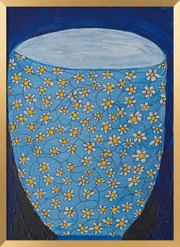 Blue Daisy Vase | Poster - Gold Frame Interior