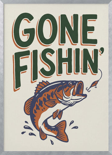Gone Fishin Bass | Poster - Silver Frame Interior
