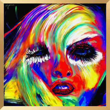 Vibrant Pop Art Portrait | Poster - Gold Frame Interior