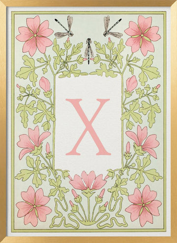 Art Nouveau Letter X | Poster - Gold Frame Interior